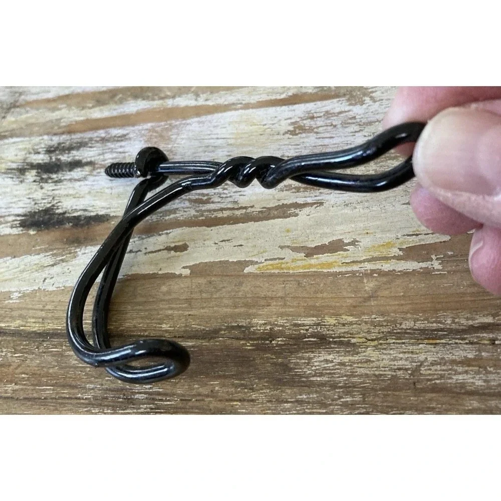 Vintage home hardware twisted straight wire coat hook lot enamel black paint